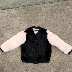 Adrienne Landau Kids Faux Fur Jacket - Black and Pink